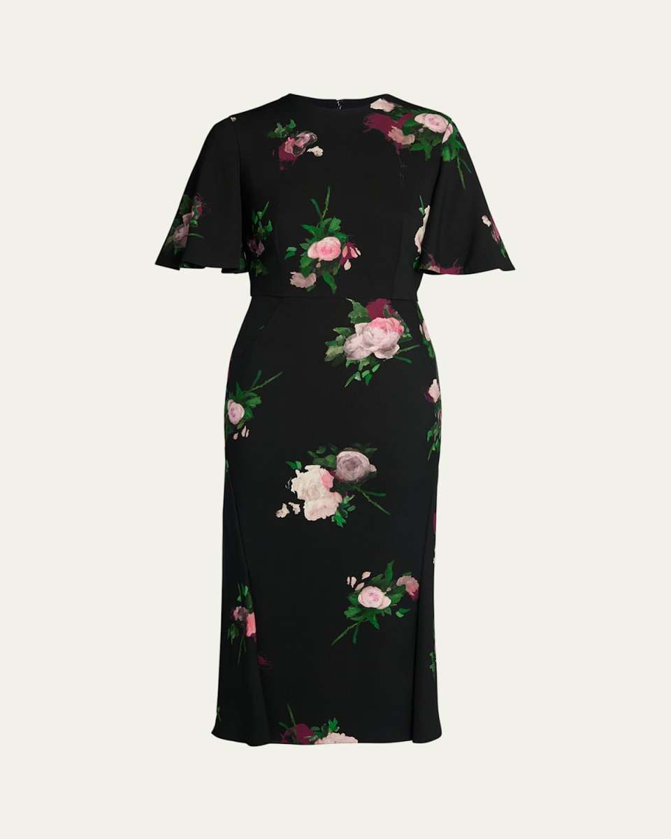 Floral Short-Sleeve Midi Dress